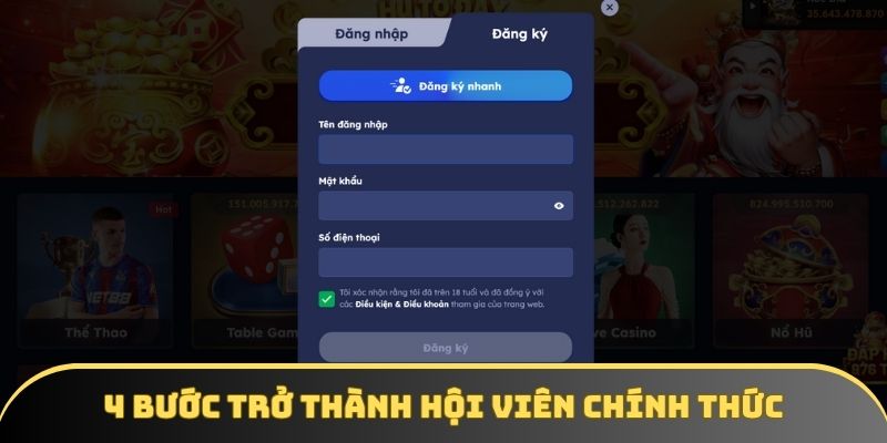 4 bước trở thành hội viên chính thức của DA88