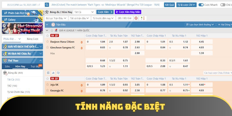 Tính năng đặc biệt của sảnh thể thao SABA Tính năng đặc biệt của sảnh thể thao SABA